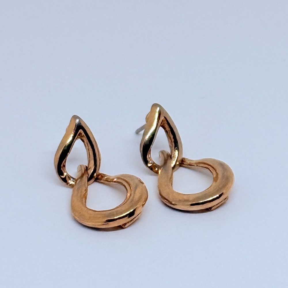 Elegant Gold-Tone Link Earrings SCO Vintage - Picture 10 of 11